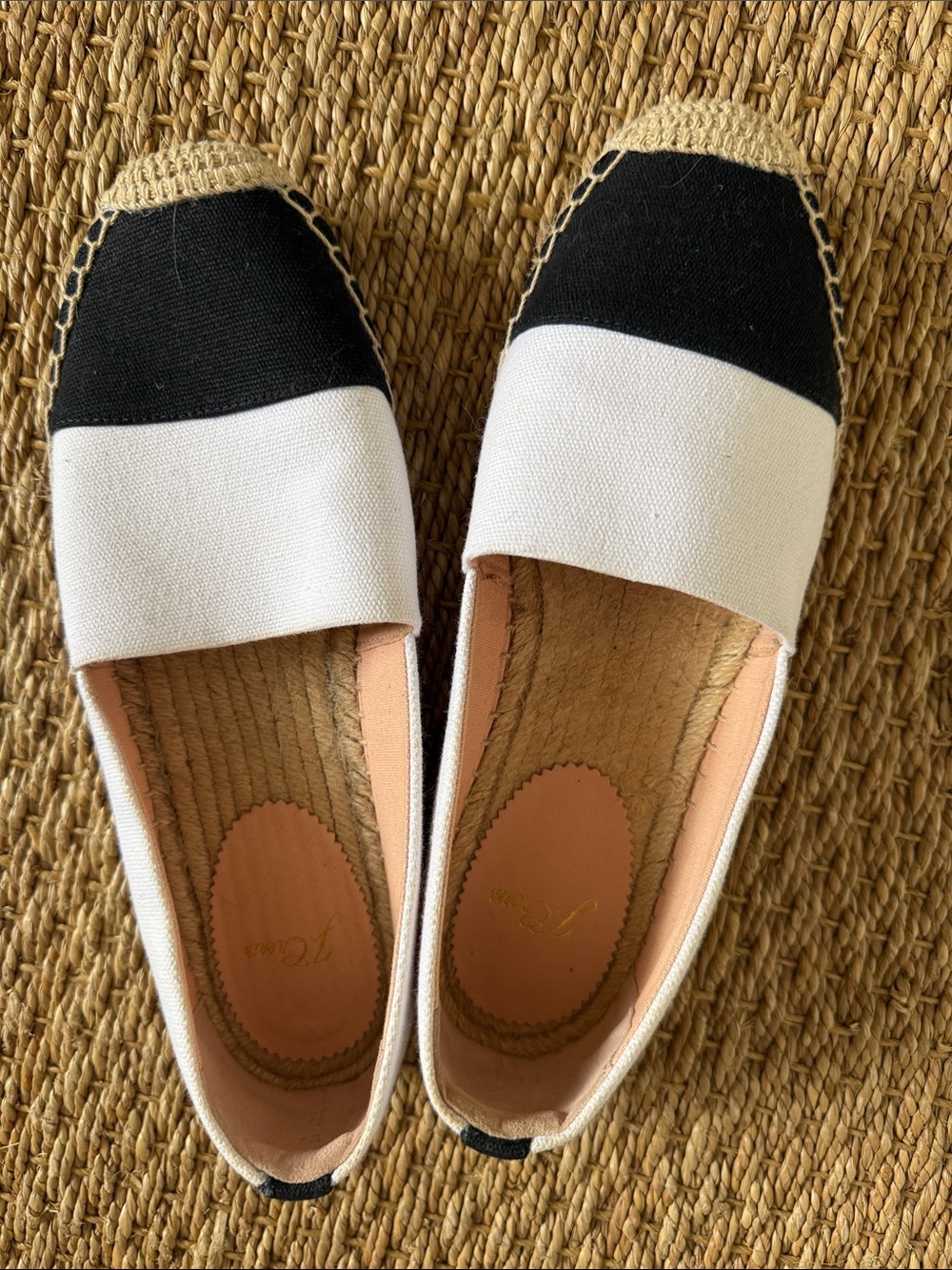 J. Crew Two-Tone Black and White Canvas Espadrille Flats
